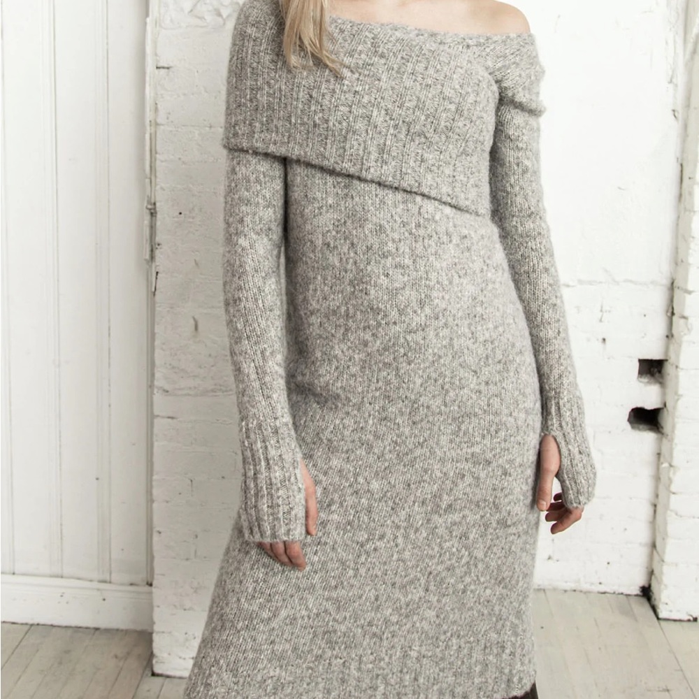 Nicholas K x Free People Cypress Sm Gray Long Convertible Alpaca Sweater